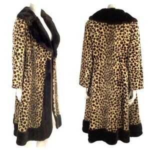 VTG 60s Hudson's Detroit Faux Fur Animal Print Coat L Penny Lane Cheetah Leopard